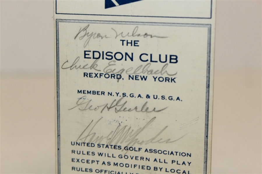Byron Nelson, McSpaden, and others Signed Used The Edison Club Scorecard JSA ALOA