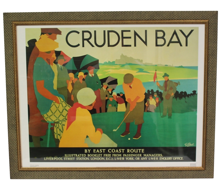 'Cruden Bay' National Railway Poster Advertising by Artist Tom Purvis - Putting - Framed