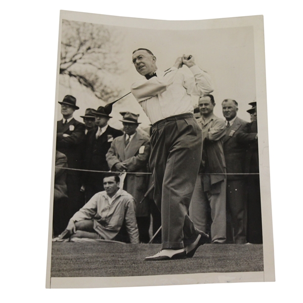 Francis Ouimet Press Photo Tees Off at #1 at Masters - April 4, 1941
