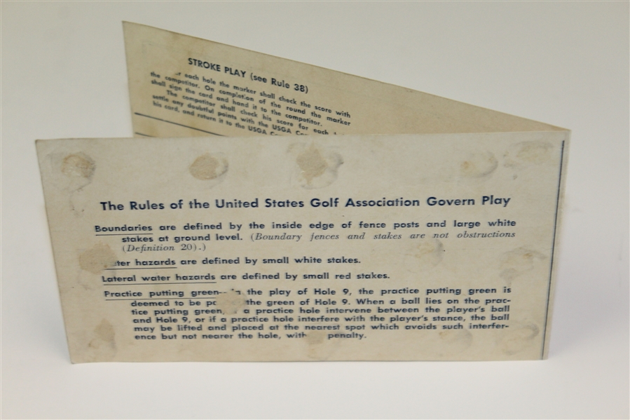 1953 US Open at Oakmont Official Scorecard