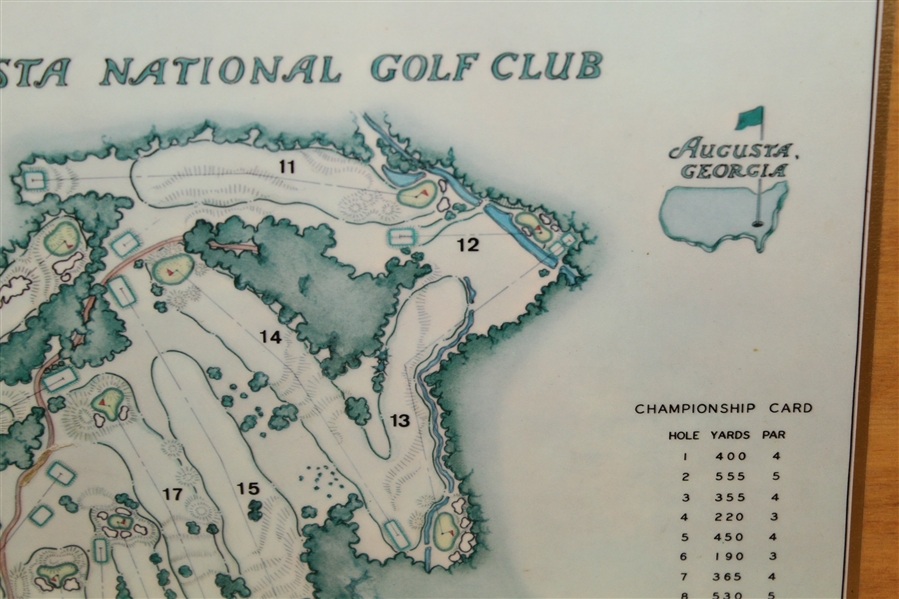 1968 Augusta National GC Aerial View on Wood Perma Plaque by George Cobb