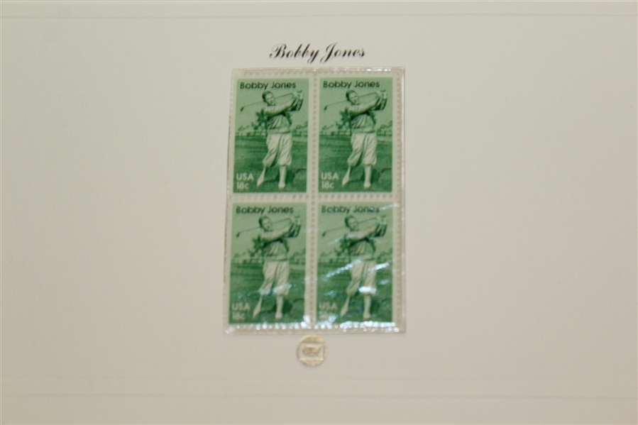 Bobby Jones First Day Issue, Four Stamps, and Painting Depiction