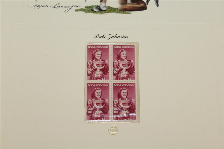 Babe Zaharias First Day Issue, Four Stamps, and Painting Depiction