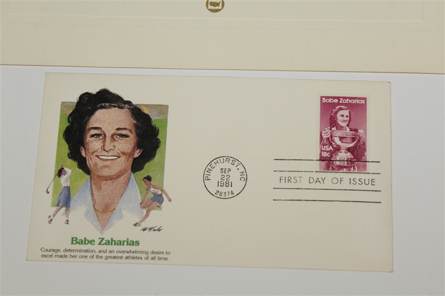 Babe Zaharias First Day Issue, Four Stamps, and Painting Depiction