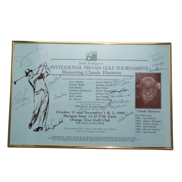 1948 Masters Champ CLAUDE HARMON Signed Tournament Poster - Seldom Seen JSA ALOA