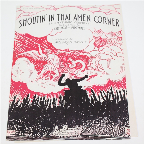 'Shoutin' In That Amen Corner' Reproduction Rhythmic Sermon Words & Music Sheets