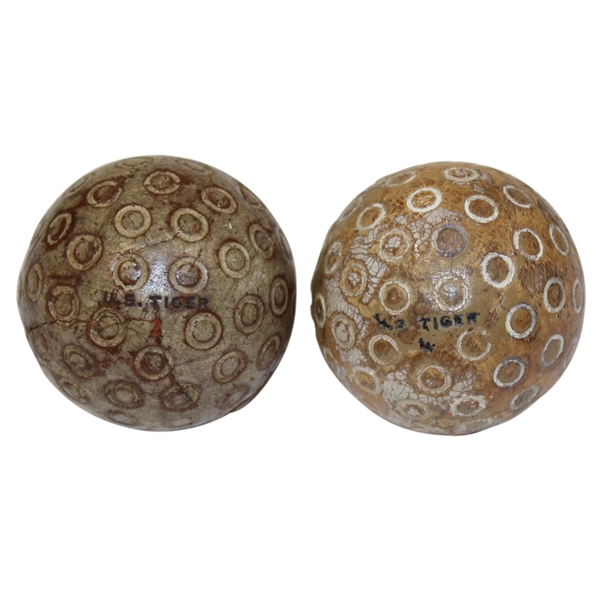 Two Classic US Tiger 'Donut' Pattern Golf Balls
