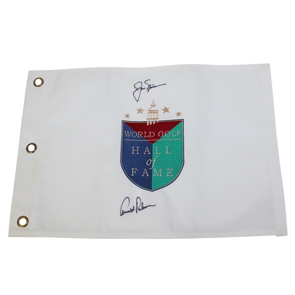 Arnold Palmer & Jack Nicklaus Signed Undated Hall of Fame Embroidered Flag JSA ALOA