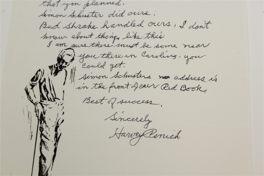 Harvey Penick Letter to John Derr with Little Red Book Content JSA ALOA