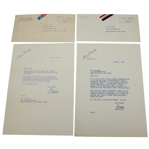 Two Bing Crosby Letters to John Derr - Jan. 7, 1957 & June 20, 1969 JSA ALOA