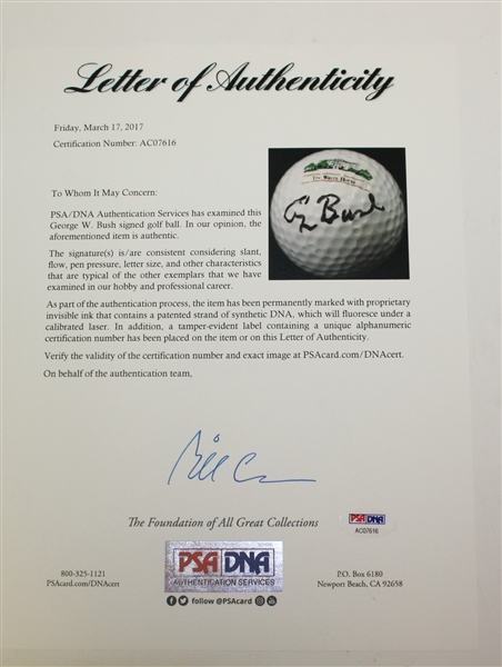 George Bush Signed Golf Ball PSA/DNA #AC07616