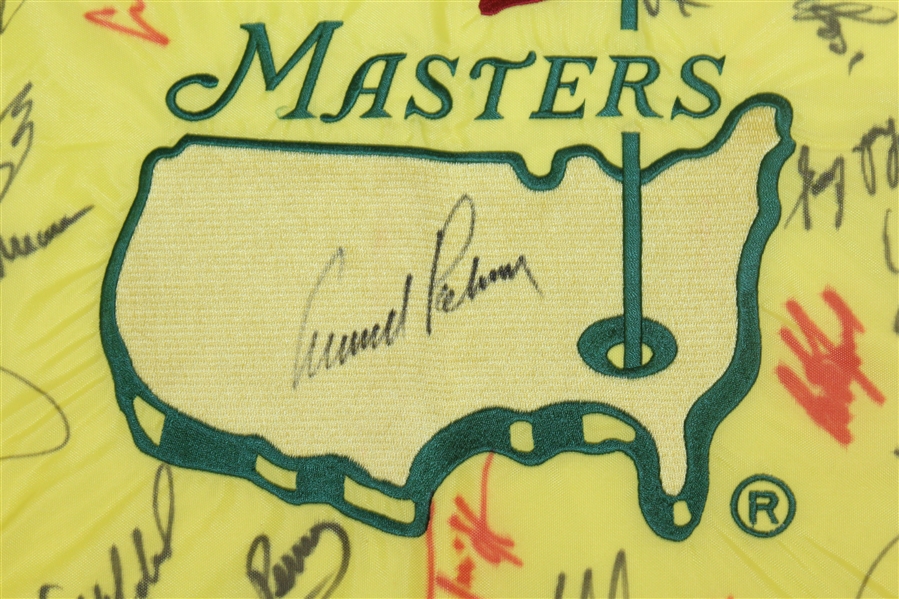 1997 Masters Embroidered Flag with Palmer Signed Center with Other Champs and Stars JSA ALOA