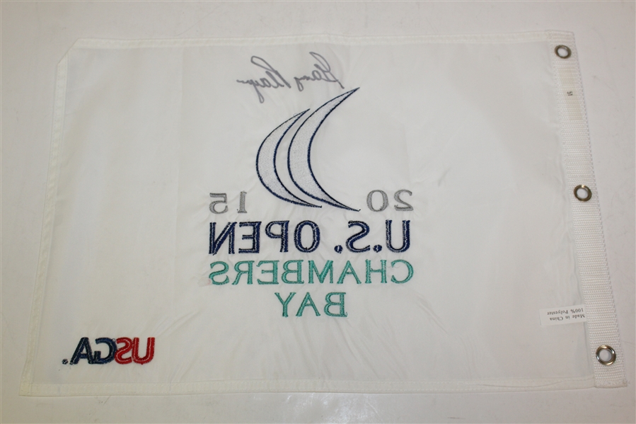 Gary Player Signed 2015 US Open at Chambers Bay Embroidered White Flag JSA ALOA