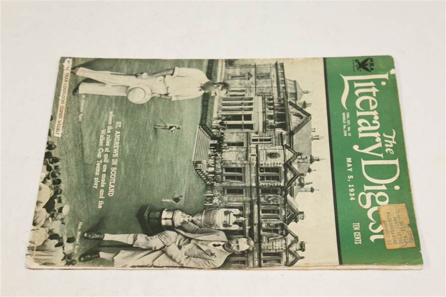 1934 'The Literary Digest' Walker Cup St. Andrews In Scotland Magazine - May 5th - Roth Collection