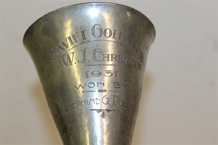1931 Swift Golf Club Pewter W.J. Ehrke Cup Trophy - Won by Josephine G Doughedty - Roth Collection