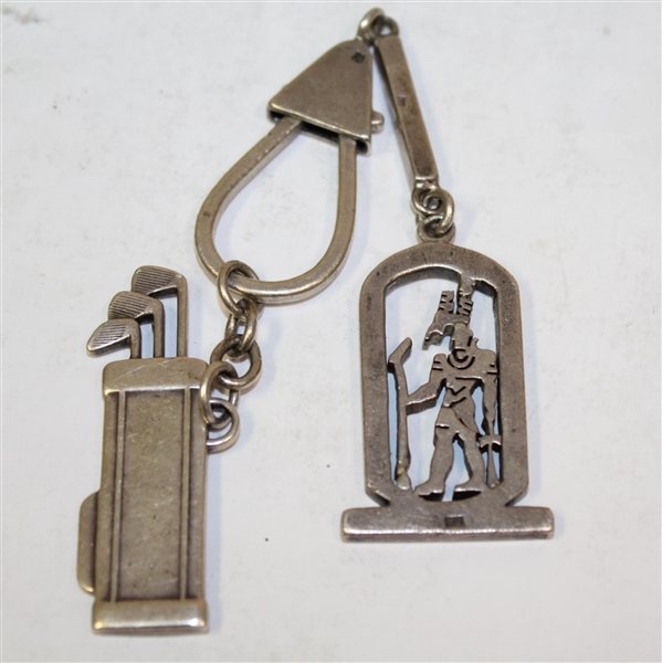 Waterford Sterling Silver Golf Bag & Club Keychain with Golf Man Keychain - Roth Collection