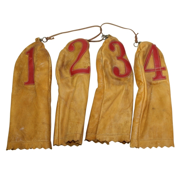 Vintage 1, 2, 3, & 4-Wood Tan Head Covers