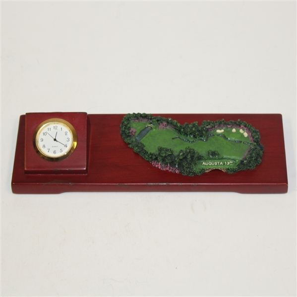 Augusta Hole 13 Fairway Replicas Clock and Hole on Wood Display