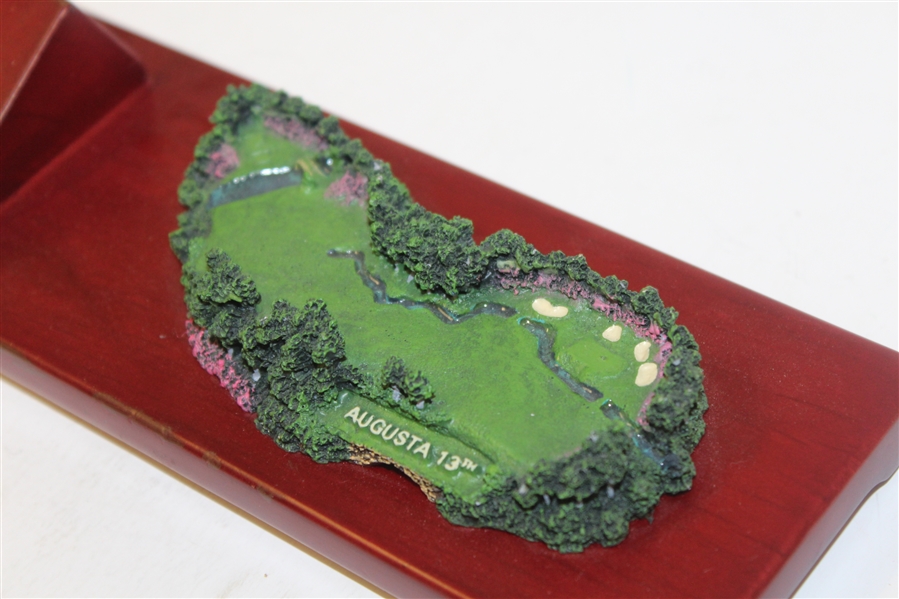 Augusta Hole 13 Fairway Replicas Clock and Hole on Wood Display