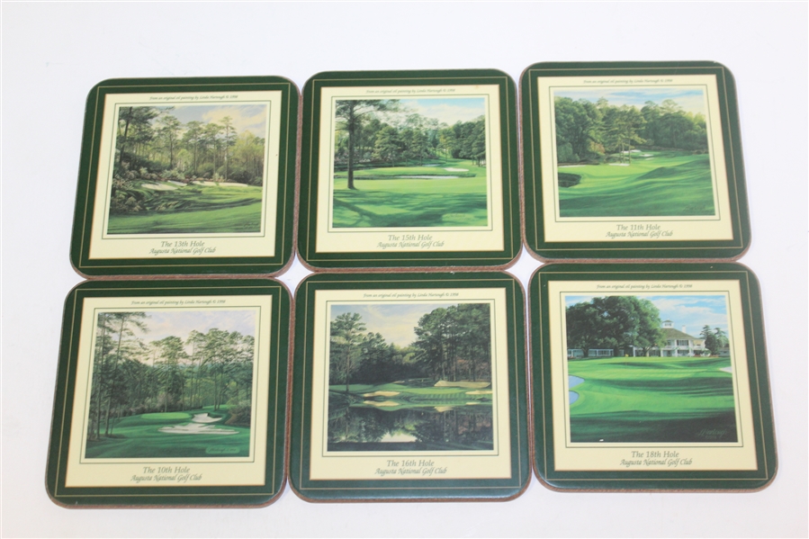 Lot of Six Augusta National Pimpernel Hole Description Coasters with Box