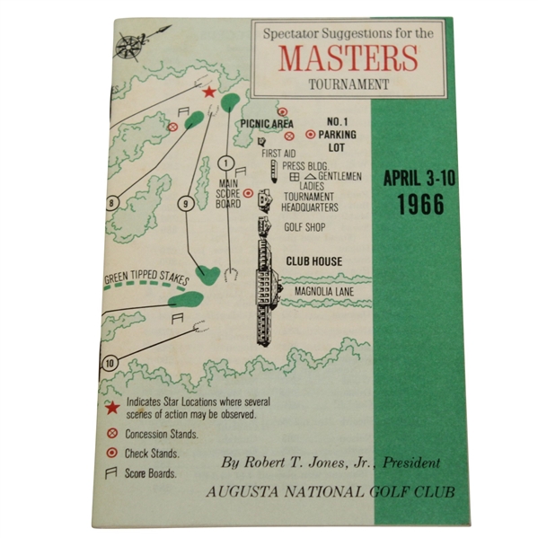 1966 Masters Tournament Spectators Guide - Nicklaus Win - Roth Collection