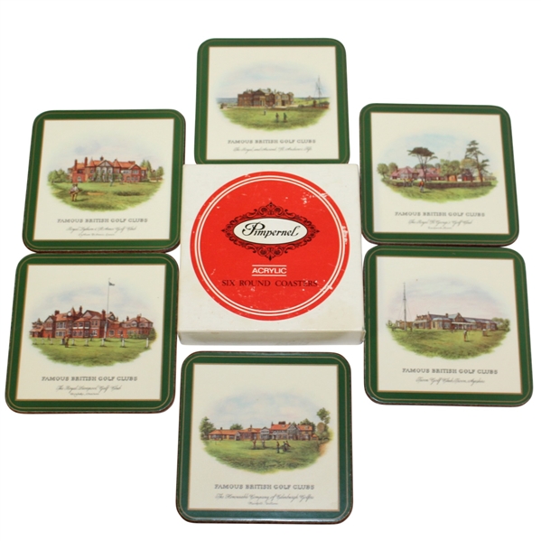 Six Pimpernel Coasters - Famous British Golf Clubs - St Andrews, Troon, Royal Liverpool, and More - Roth Collection