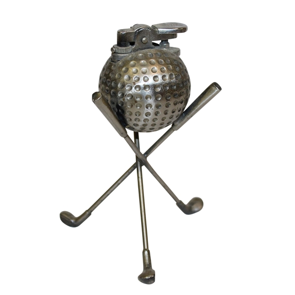 Metal Golf Ball Gas Lighter with Crossed Clubs