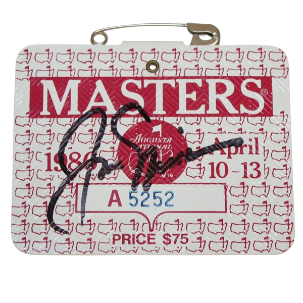 1986 Masters Series Badge Signed by Winner Jack Nicklaus JSA ALOA