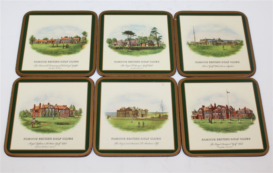 Six Pimpernel Coasters - Famous British Golf Clubs - St Andrews, Troon, Royal Liverpool, and More