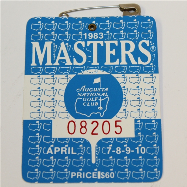 1983 Masters Tournament Series Badge #08205 - Seve Ballesteros Win