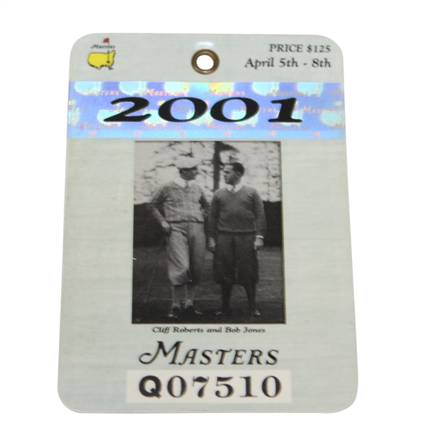 2001 Masters Tournament Series Badge #Q07510 - Tiger Woods Win