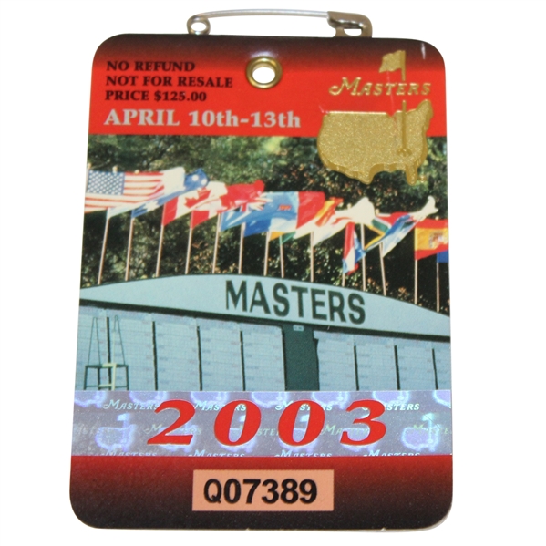 2003 Masters Tournament Series Badge #Q07389 - Mike Weir Win