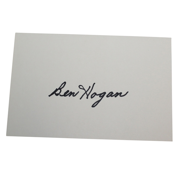 Ben Hogan Signed 4 x 6 Index Card - Very Large Signature JSA ALOA