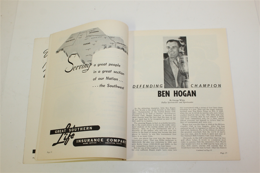1952 US Open Championship at Northwood Club Program - Julius Boros Winner