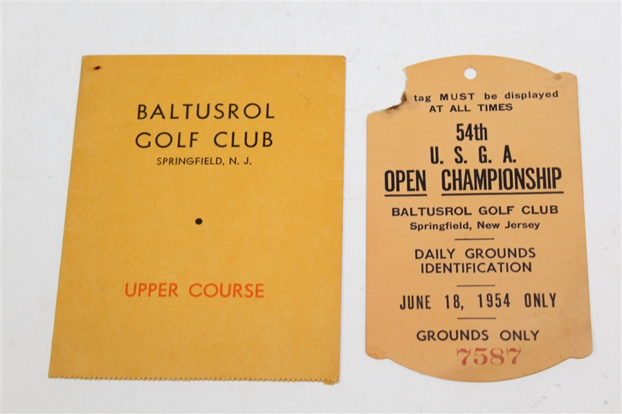 1954 US Open Championship Items - Ticket, Scorecard(Stymie), 8x10, Signed Card JSA ALOA