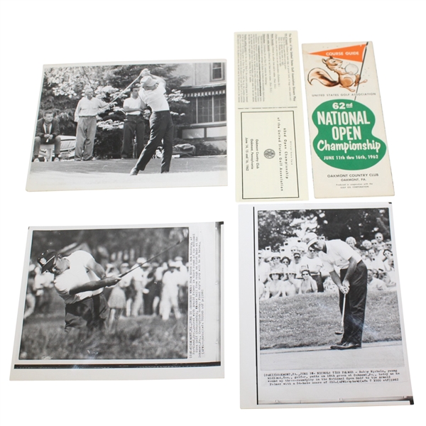 1962 US Open at Oakmont Official Scorecard, Course Guide, and Three Photos