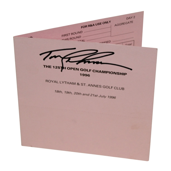 Tom Lehman Signed Unused Official 1996 Open Championship Scorecard JSA ALOA