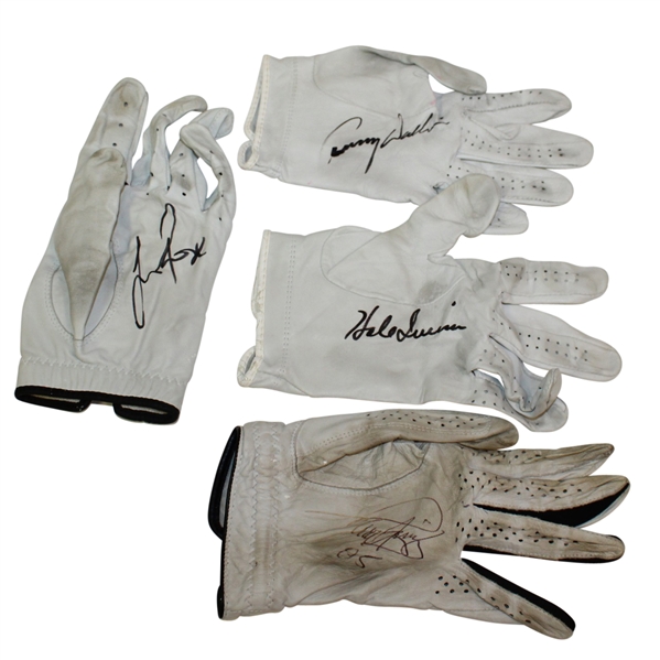 Four Major Champions Used and Signed Golf Gloves - Rose, Irwin, Wadkins, Azinger JSA ALOA