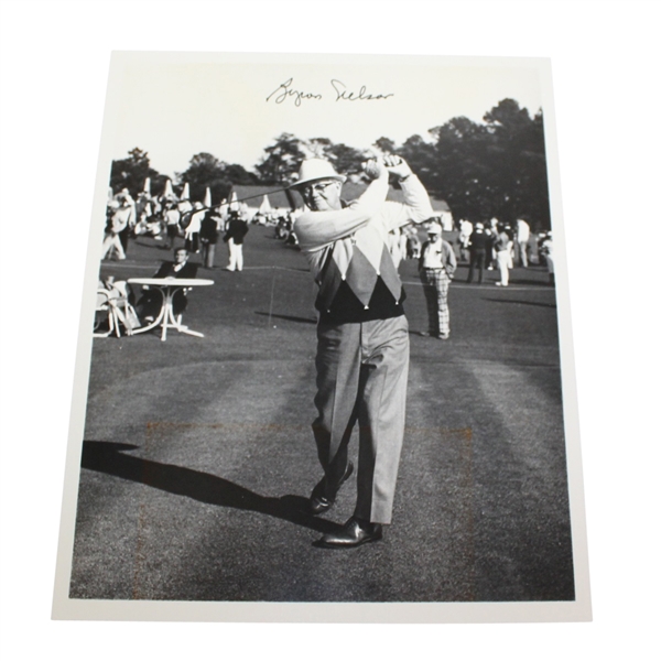 Bryon Nelson Signed Black and White 8x10 - Teeing Off JSA ALOA