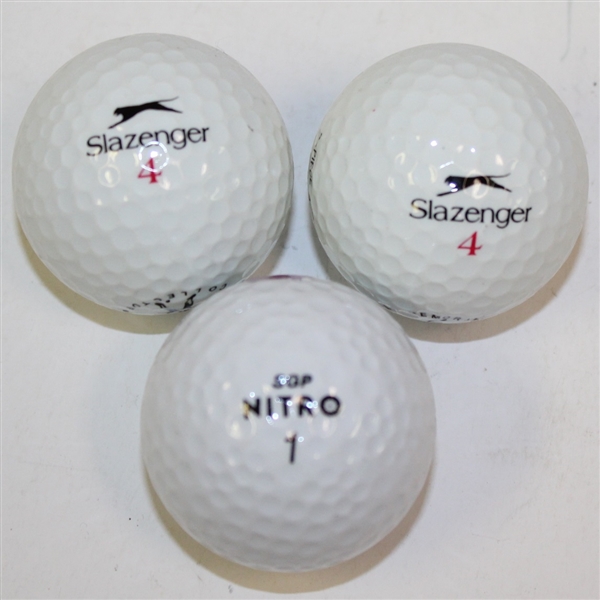 Three Golf Balls - Two Golf Memorabilia Collector Logo and One 1994 Fantasy Golf Challenge Logo