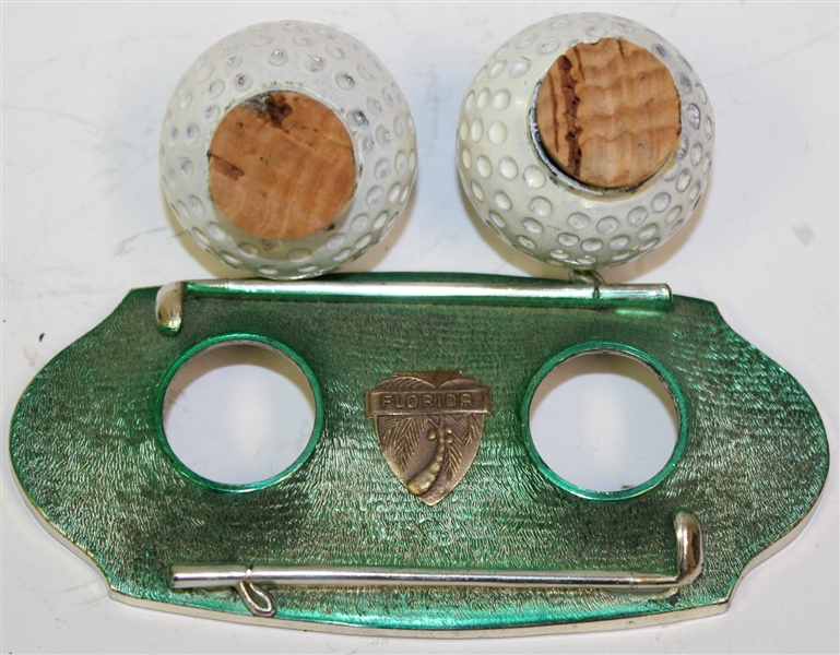 Salt and Pepper Shakers on Metal Putting Green with Clubs Made in Japan - Roth Collection