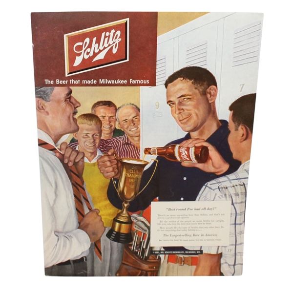 Large 1951 Schlitz Beer Magazine Advertisement with Golfer - Roth Collection