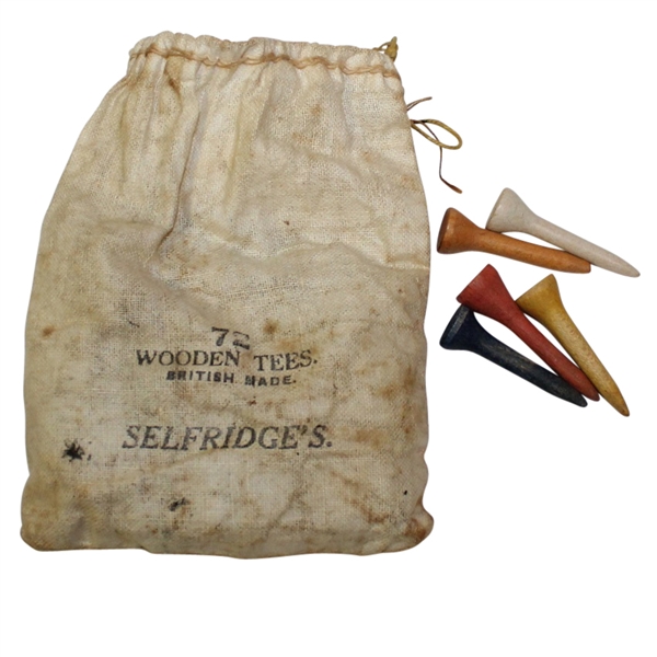 Selfridge's British Made Wooden Golf Tee Bag with Tees - Roth Collection
