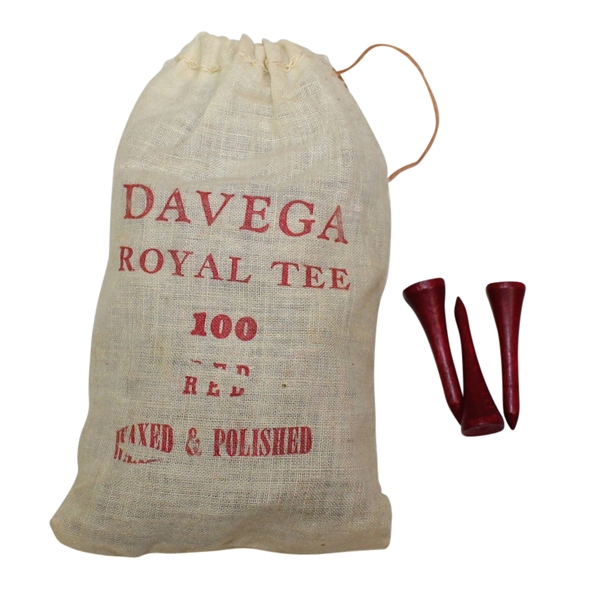 Davega Royal Tee Red Waxed and Polished Golf Tee Bag with Tees - Roth Collection