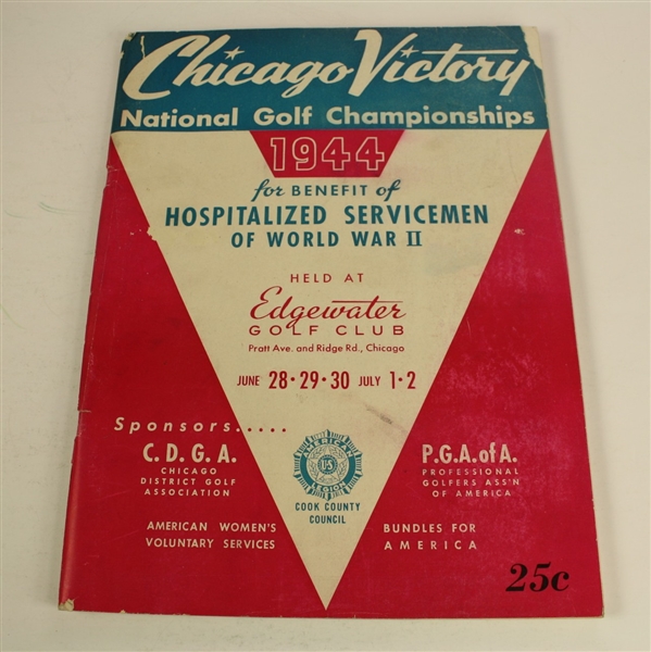 1944 Chicago Victory National Golf Championship Program with Jug McSpaden Signed Cut JSA ALOA