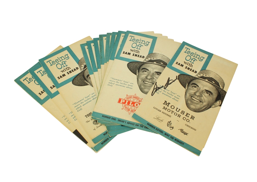 Full Set of 11 'Teeing Off with Sam Snead' Pamphlets - One Signed by Sam Snead JSA ALOA