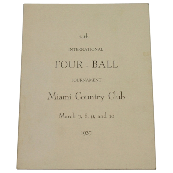 1937 International Four-Ball Tournament Program - Picard and Revolta Winner