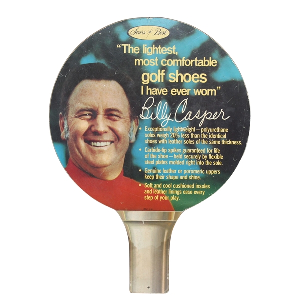 Oversized Billy Casper Sears Golf Shoes Point of Sale Advertising Sign/Paddle