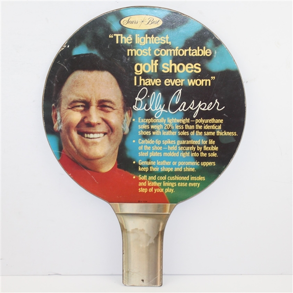 Oversized Billy Casper Sears Golf Shoes Point of Sale Advertising Sign/Paddle