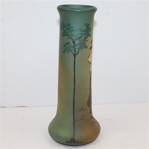 Weller Dickensware Vase- Female Golfer (Early 1900's) - R. Wayne Perkins Collection